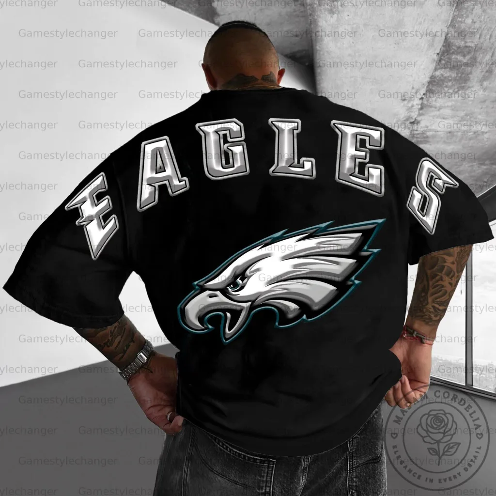 Philadelphia Eagles Football Team Logo Black Fan Apparel T-Shirt