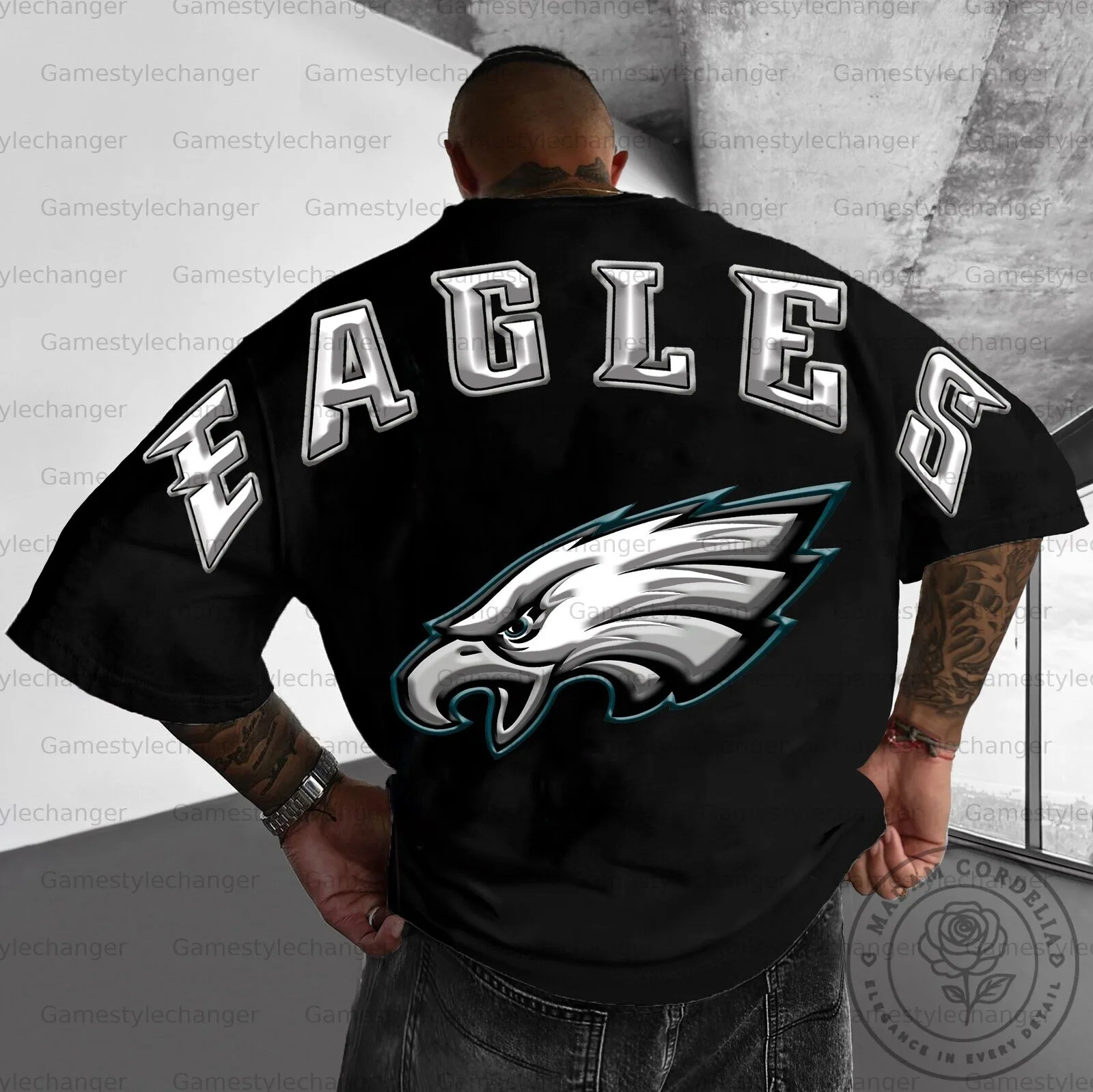 Philadelphia Eagles Football Team Logo Black Fan Apparel T-Shirt 1 Philadelphia Eagles Football Team Logo Black Fan Apparel T-Shirt