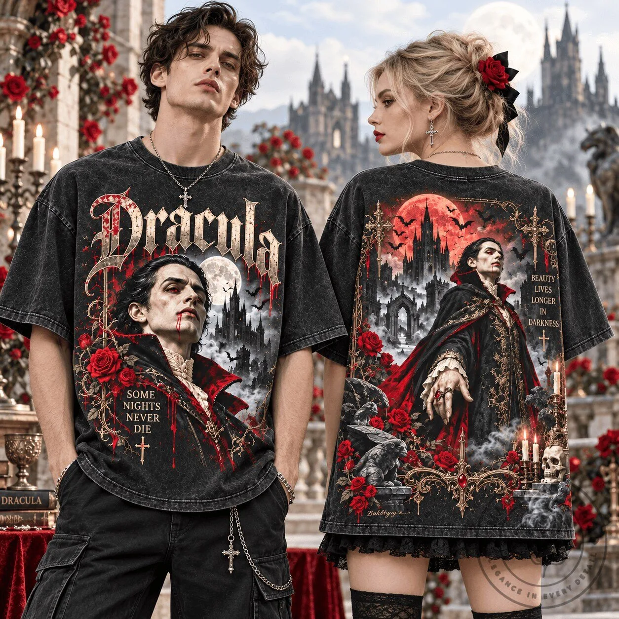 Dracula Gothic Vampire Vintage Graphic T-Shirt for Horror Fans