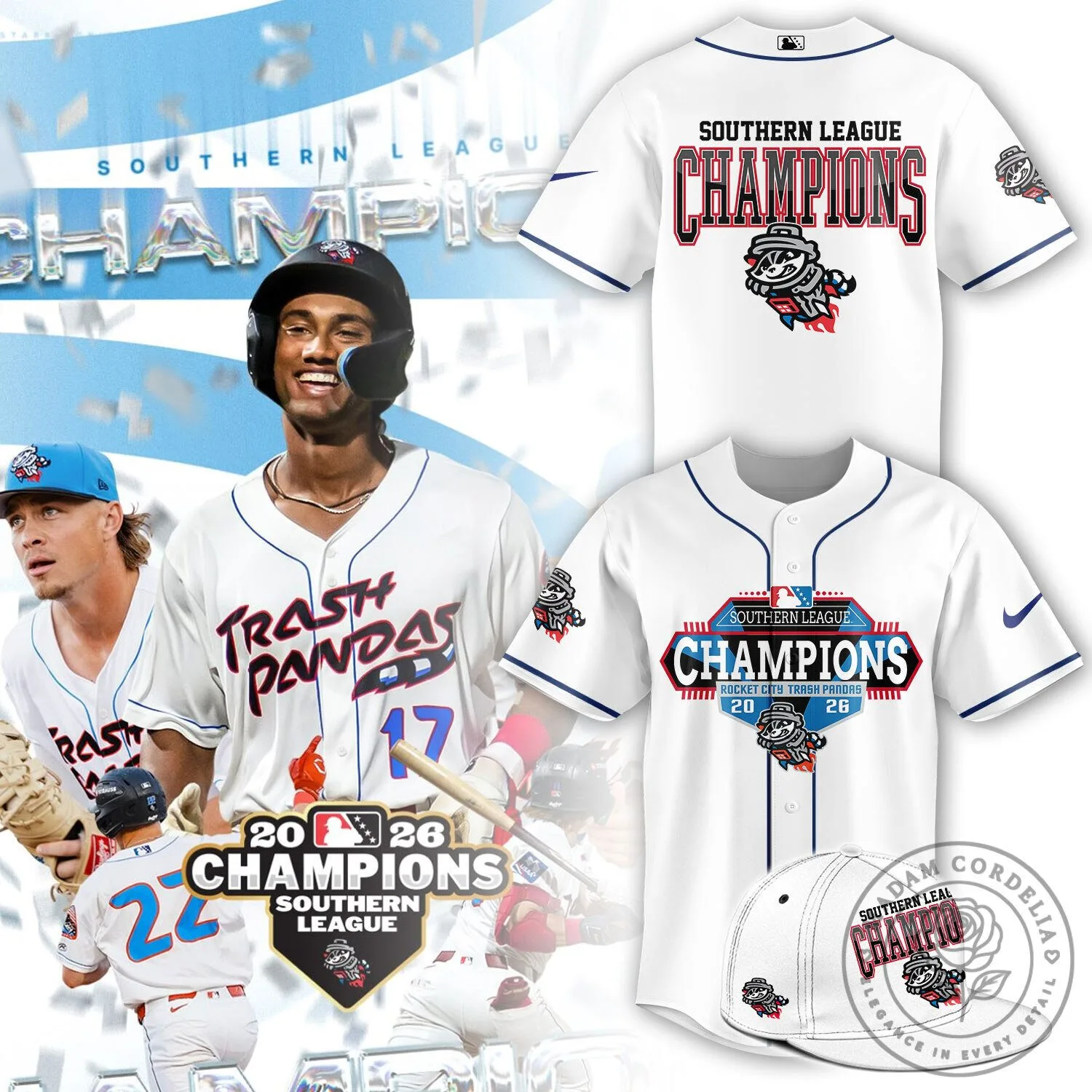 2026 Southern League Champions Baseball Jersey - Rocket City Trash Pandas