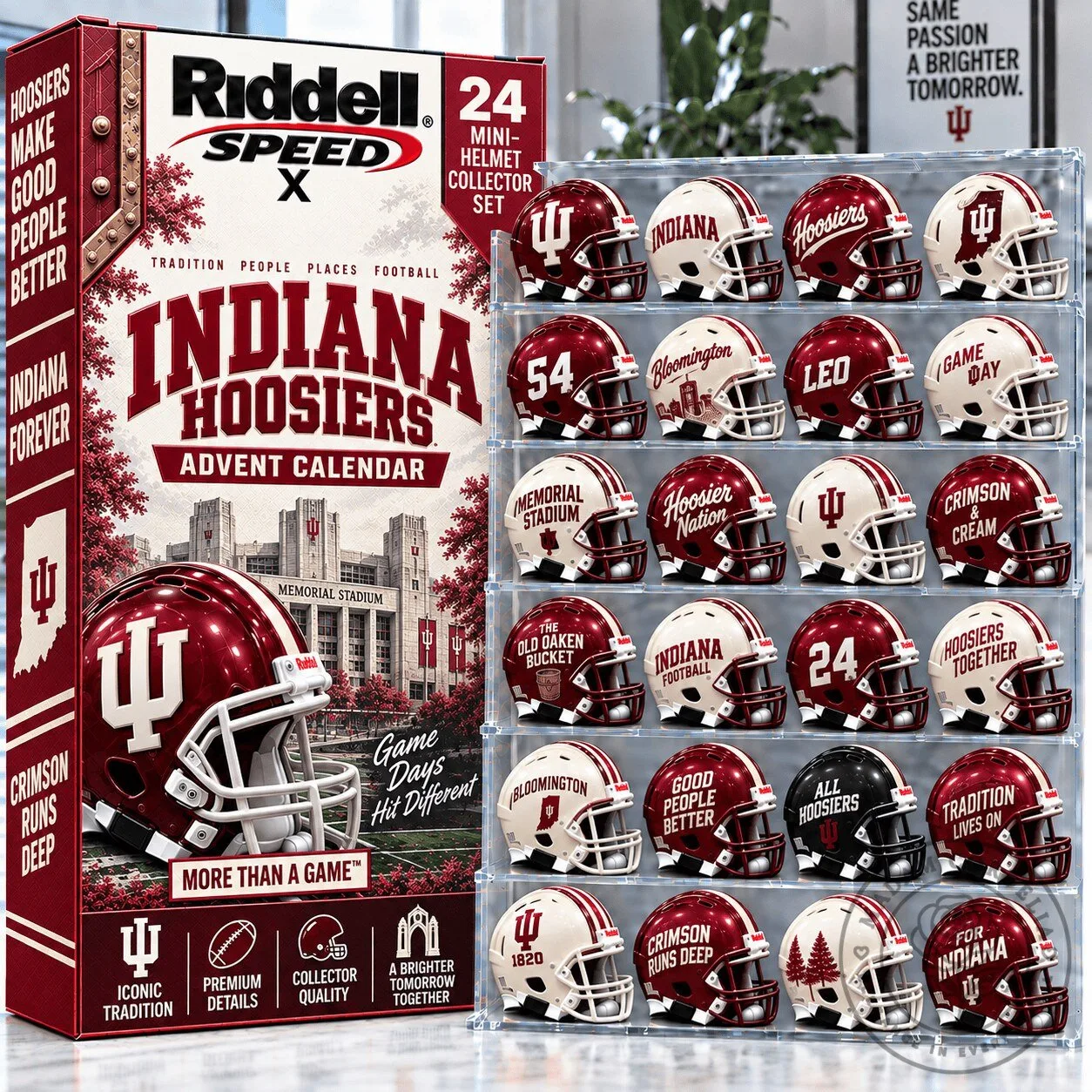 Indiana Hoosiers Football Mini Helmet Advent Calendar Collector Set