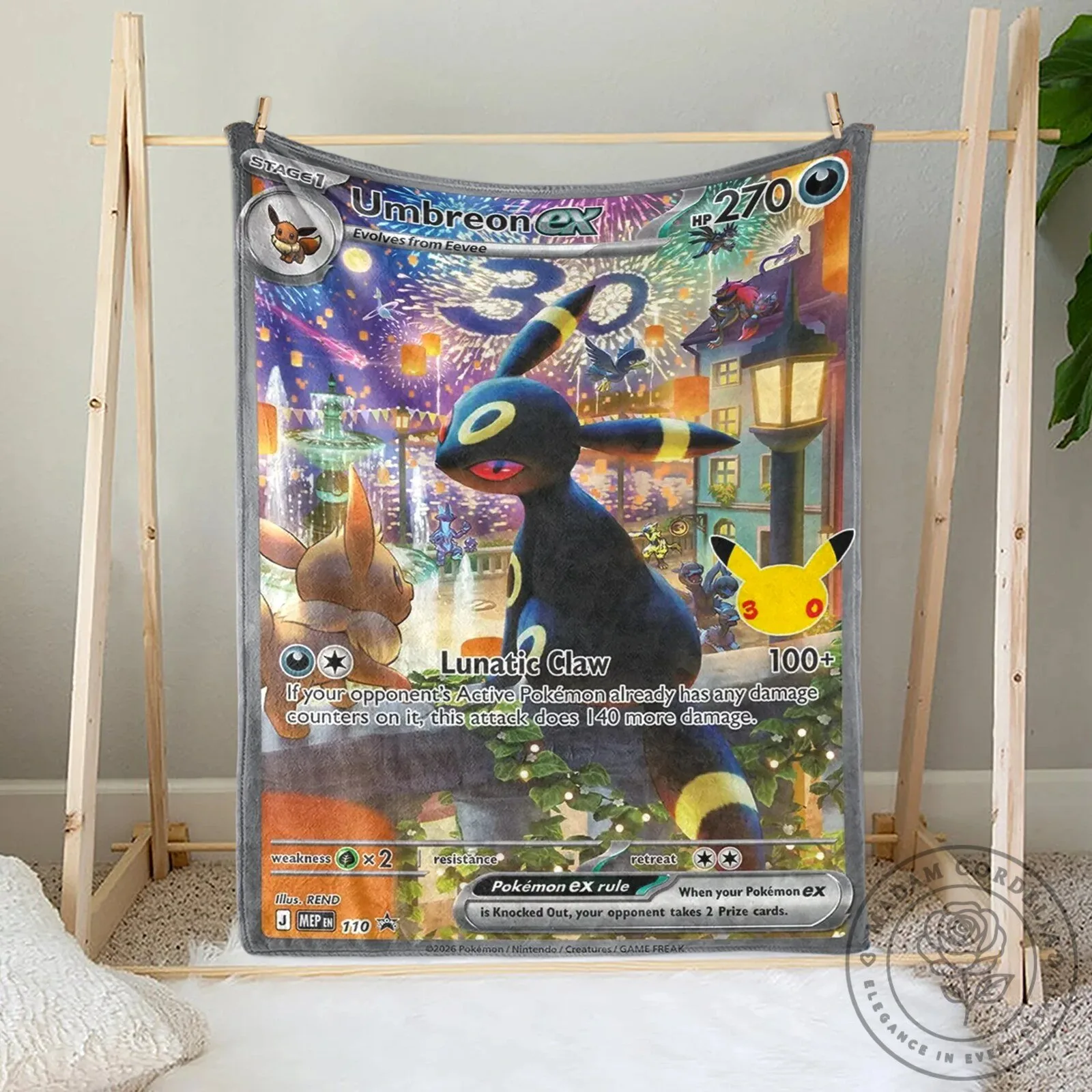 Pokemon Umbreon Ex 30th Anniversary Custom Fleece Blanket 6 Pokemon Umbreon Ex 30th Anniversary Custom Fleece Blanket
