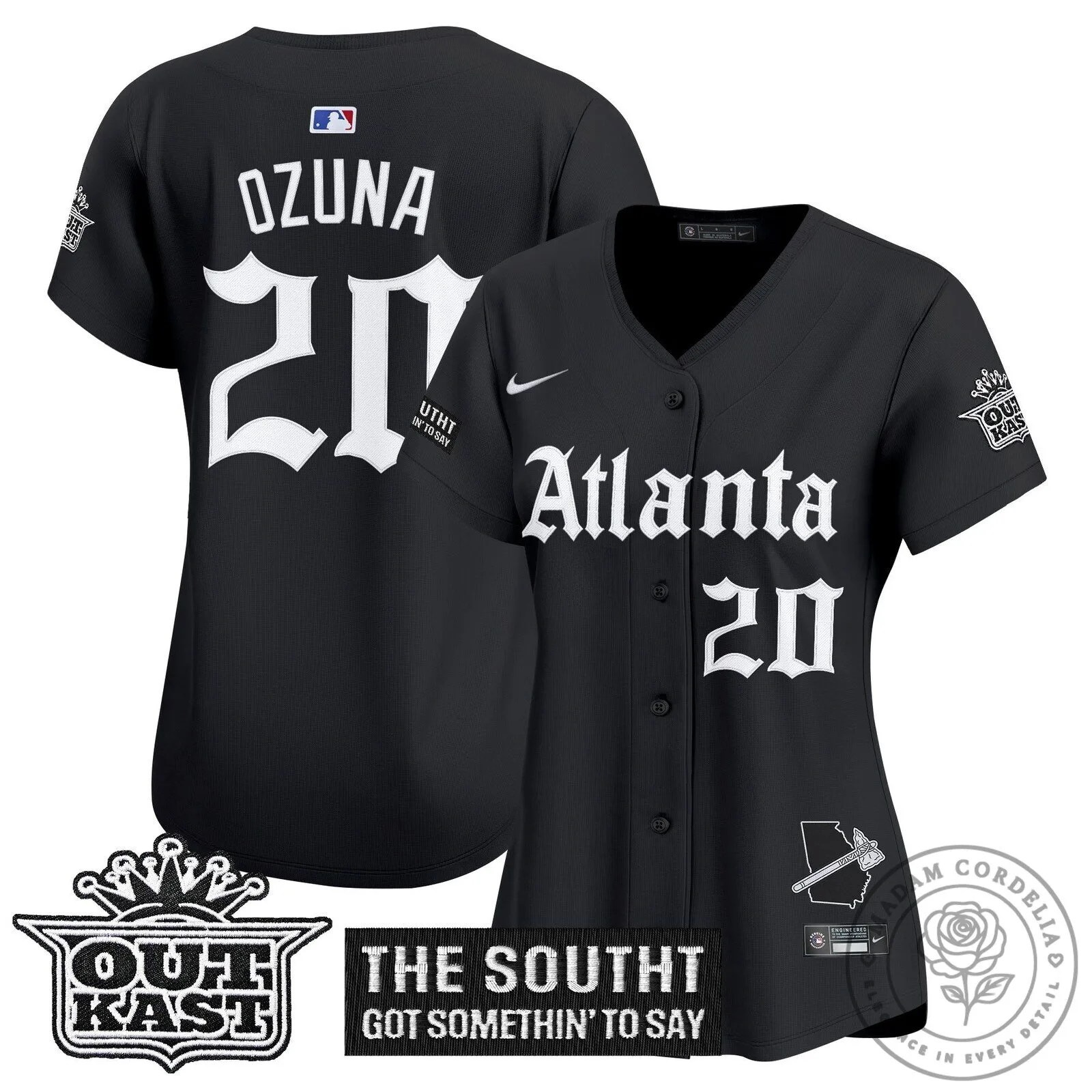 Atlanta Braves Ronald Acuña Jr. Black Baseball Jersey for Women 38 Atlanta Braves Ronald Acuña Jr. Black Baseball Jersey for Women