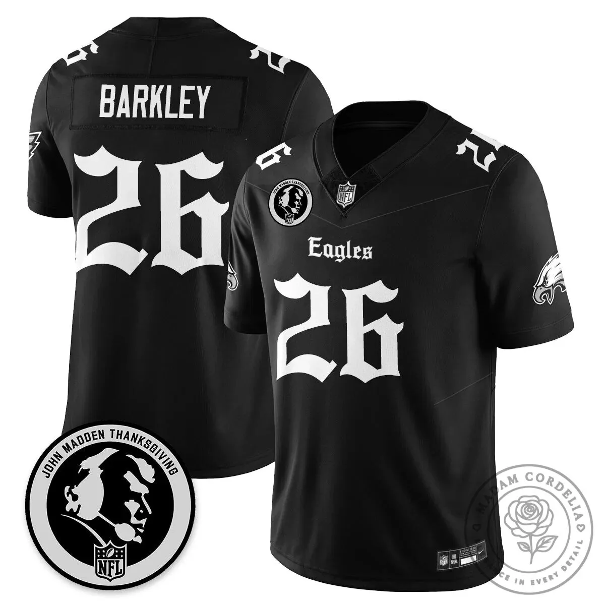 John Madden Philadelphia Eagles Saquon Barkley Number 26 Football Jersey 44 John Madden Philadelphia Eagles Saquon Barkley Number 26 Football Jersey