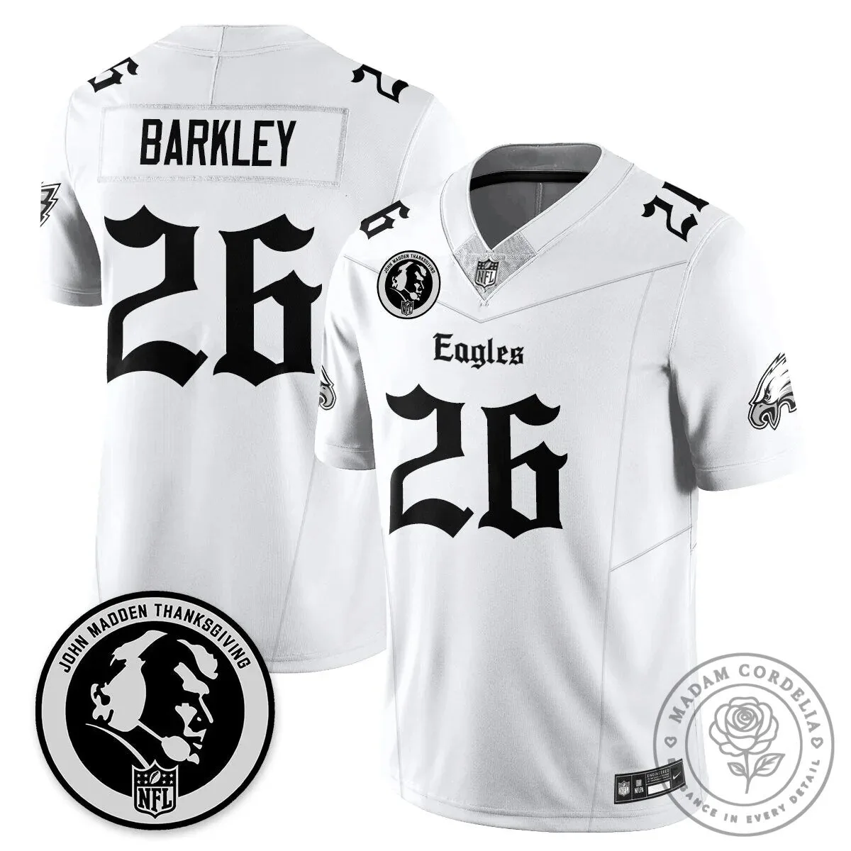 John Madden Philadelphia Eagles Saquon Barkley Number 26 Football Jersey 53 John Madden Philadelphia Eagles Saquon Barkley Number 26 Football Jersey