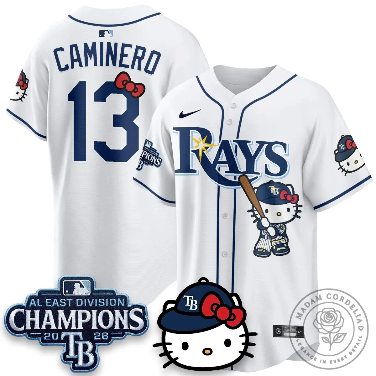 Tampa Bay Rays Hello Kitty 2026 AL East Division Champions Baseball Jersey 41 Tampa Bay Rays Hello Kitty 2026 AL East Division Champions Baseball Jersey