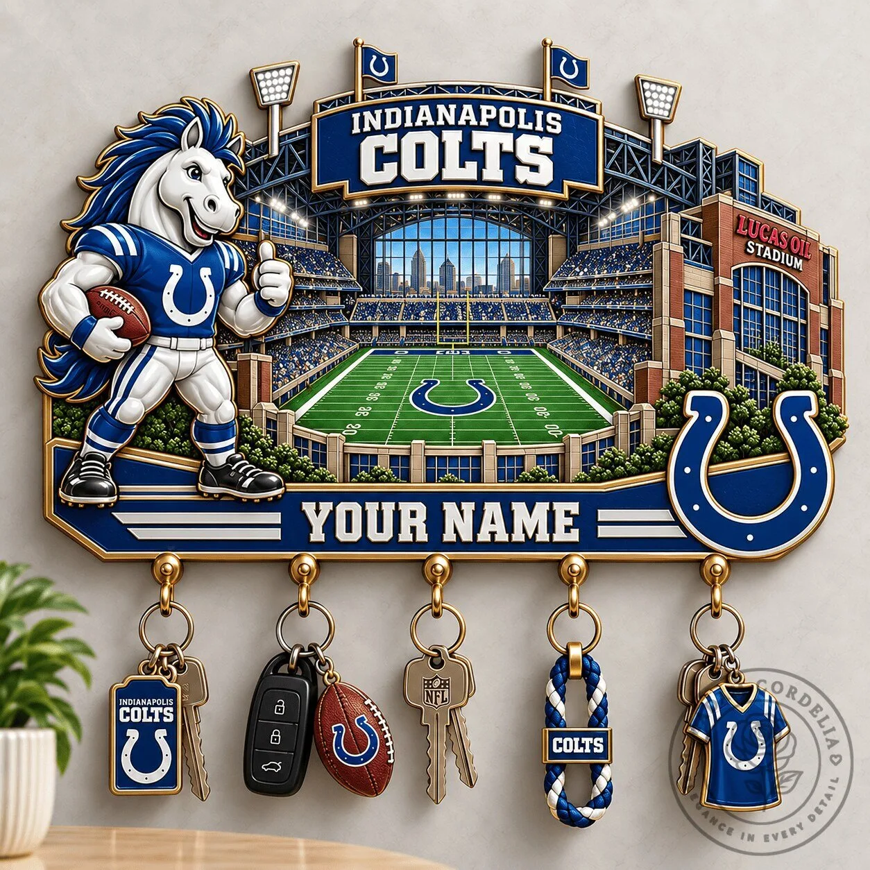 Indianapolis Colts Football Stadium Custom Name Wall Key Holder
