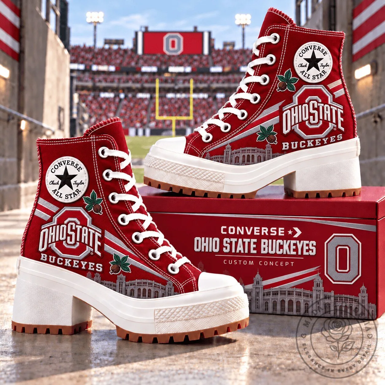 Ohio State Buckeyes Custom Concept High-Top Heeled Platform Sneakers 1 Ohio State Buckeyes Custom Concept High-Top Heeled Platform Sneakers