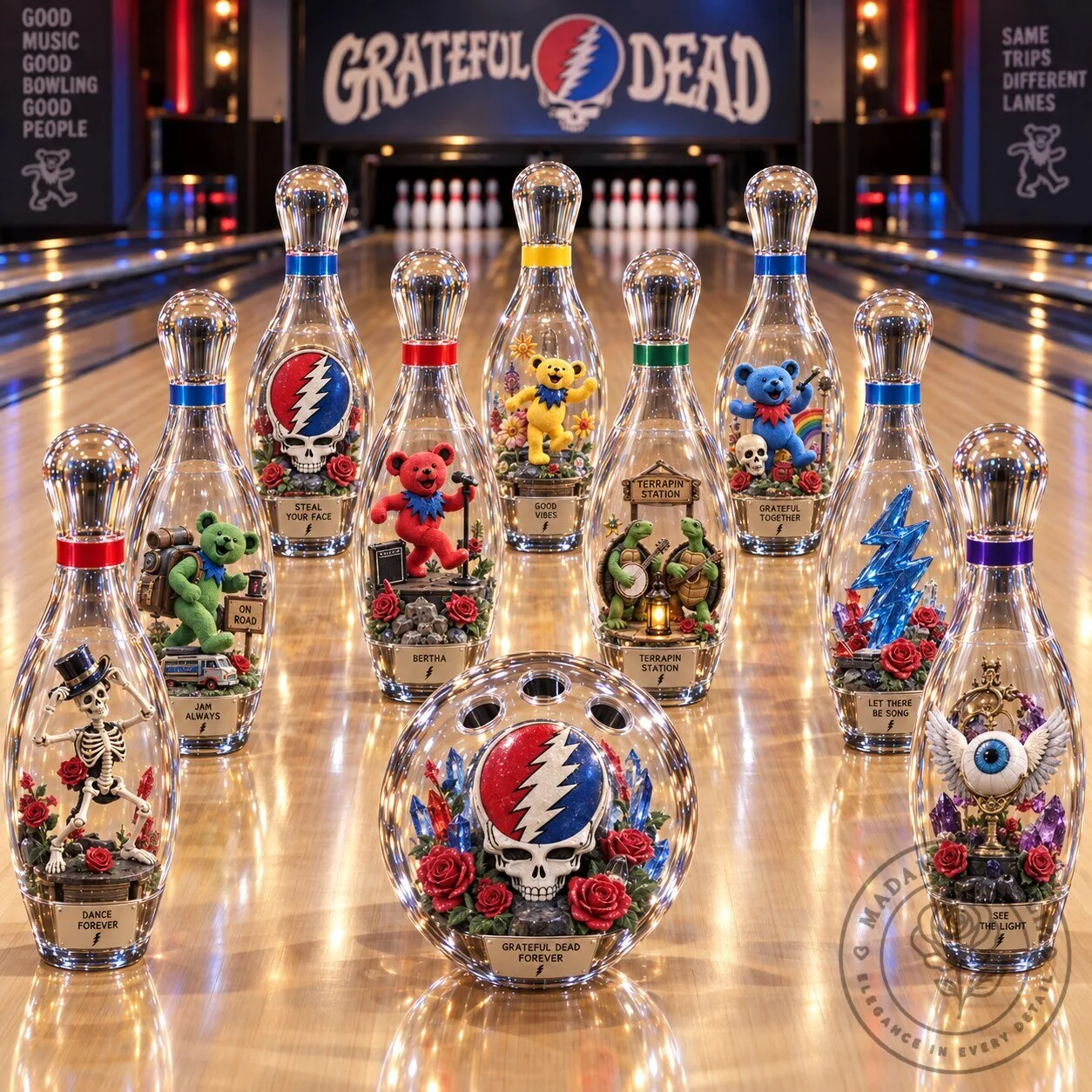 Grateful Dead Steal Your Face Bowling Pin and Ball Set 2 Grateful Dead Steal Your Face Bowling Pin and Ball Set