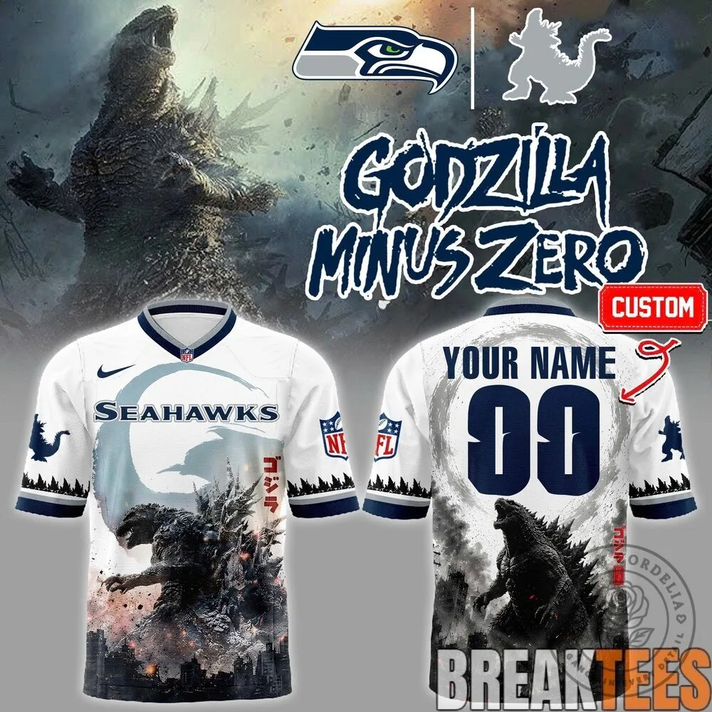 Seattle Seahawks Godzilla Minus One King of the Monsters Custom Football Jersey