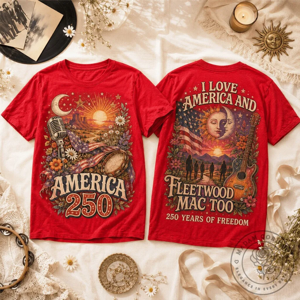 Fleetwood Mac America 250 Years of Freedom Red Graphic T-Shirt Fleetwood Mac America 250 Years of Freedom Red Graphic T-Shirt
