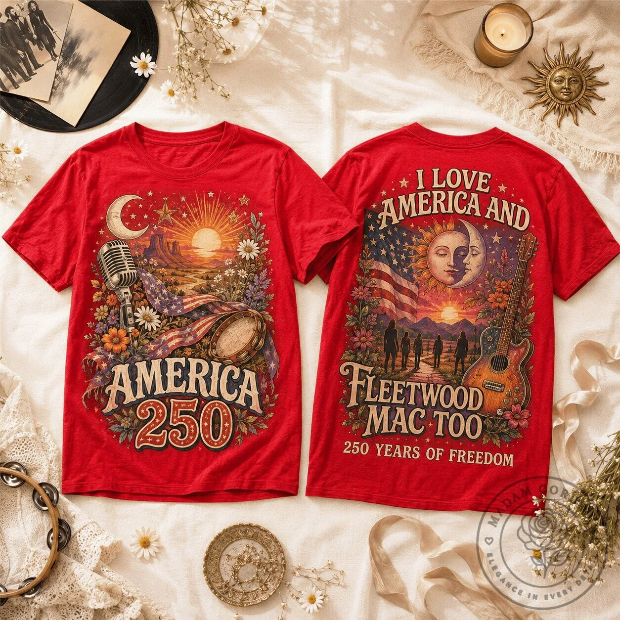 Fleetwood Mac America 250 Years of Freedom Red Graphic T-Shirt 1 Fleetwood Mac America 250 Years of Freedom Red Graphic T-Shirt