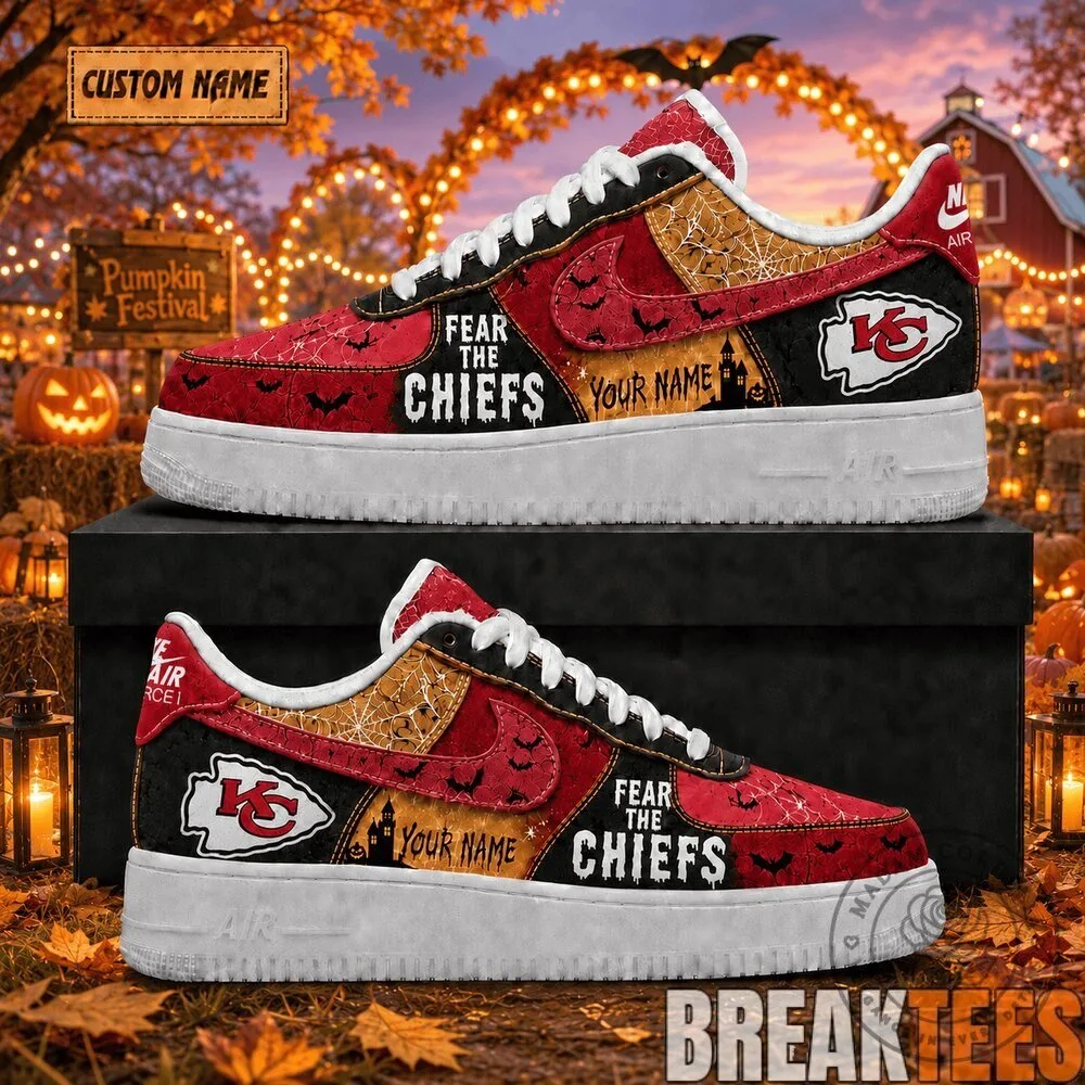 Kansas City Chiefs Fear The Chiefs Halloween Custom Air Force 1 Shoes