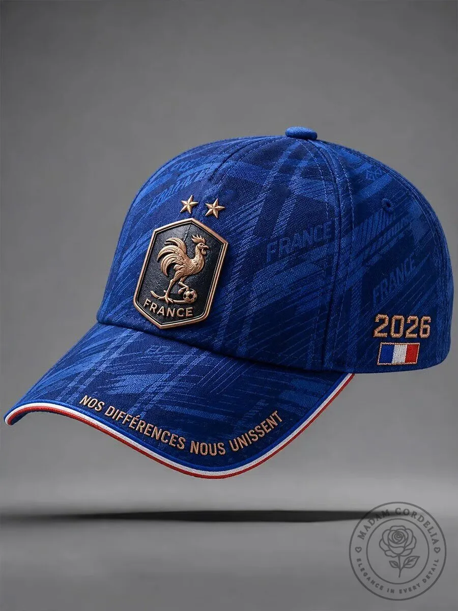 France Football Team 2026 World Cup Blue Embroidered Cap Hat
