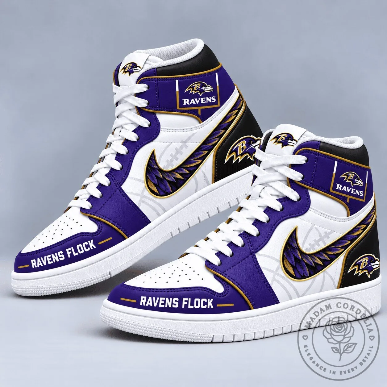 Baltimore Ravens Team Logo Pattern High Top Sneakers