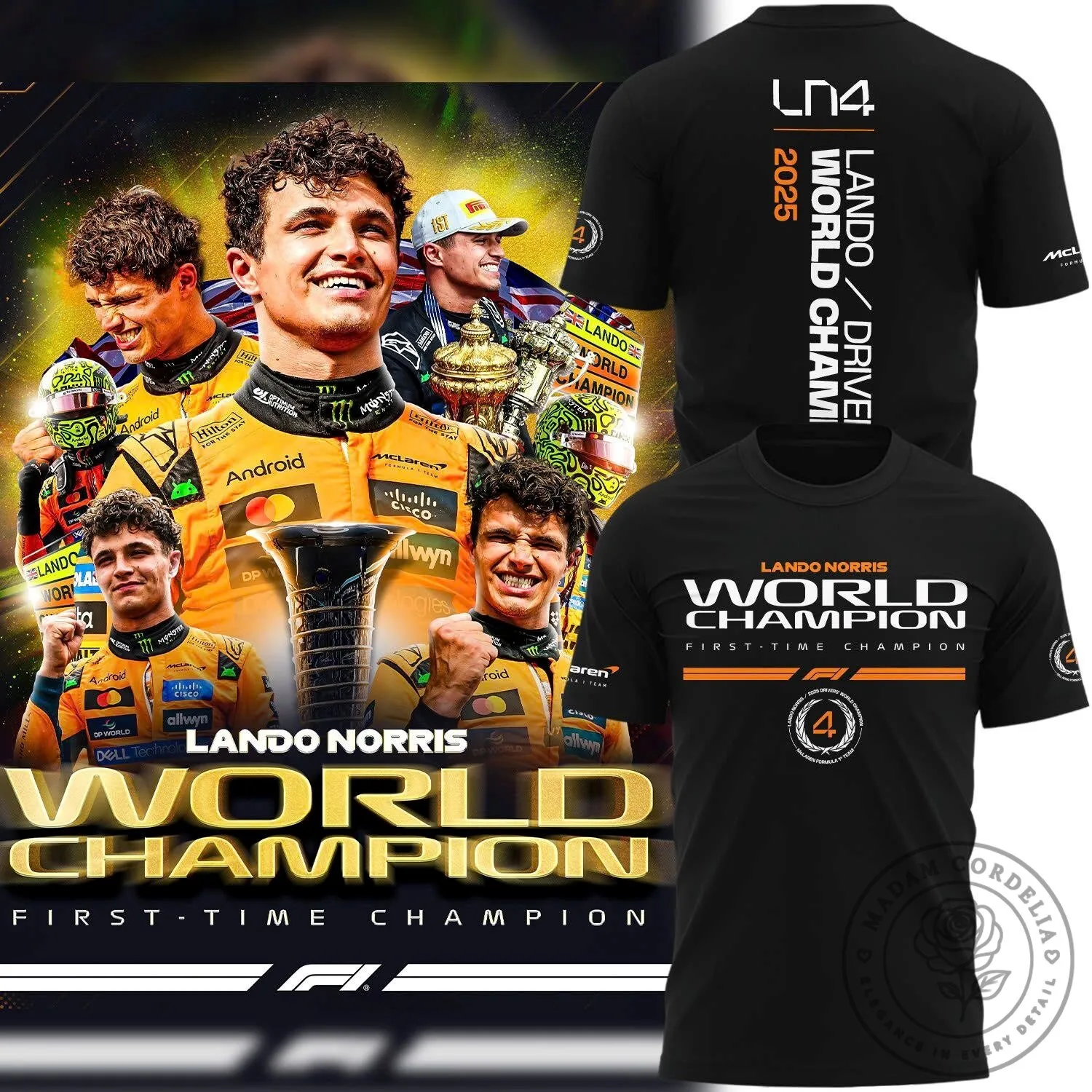 Lando Norris Formula One World Champion Racing Fan T-Shirt