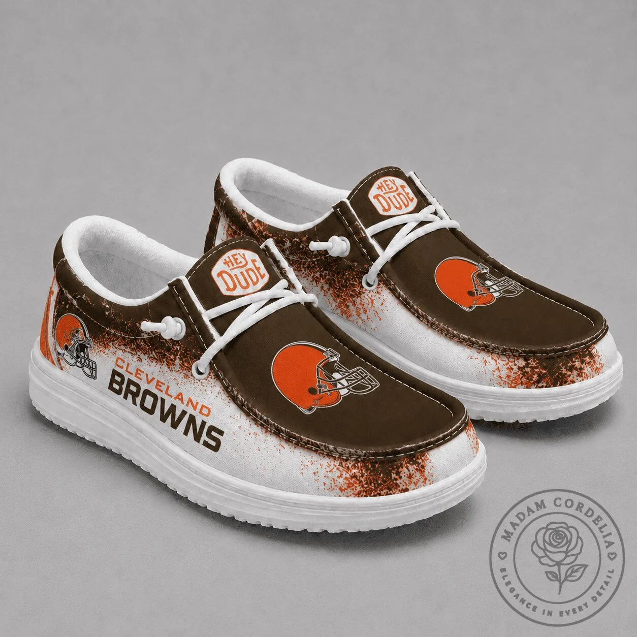 Cleveland Browns Football Team Logo Brown and White Casual Shoes