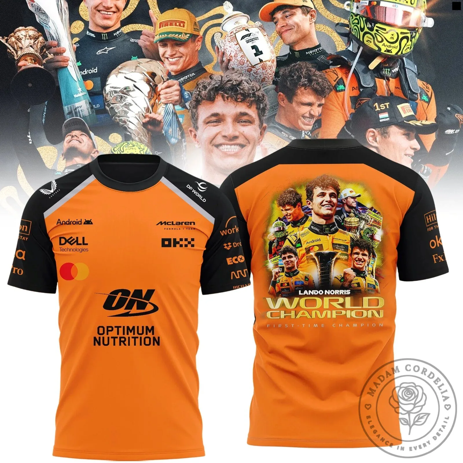 Lando Norris World Champion First Time Champion Racing T-Shirt