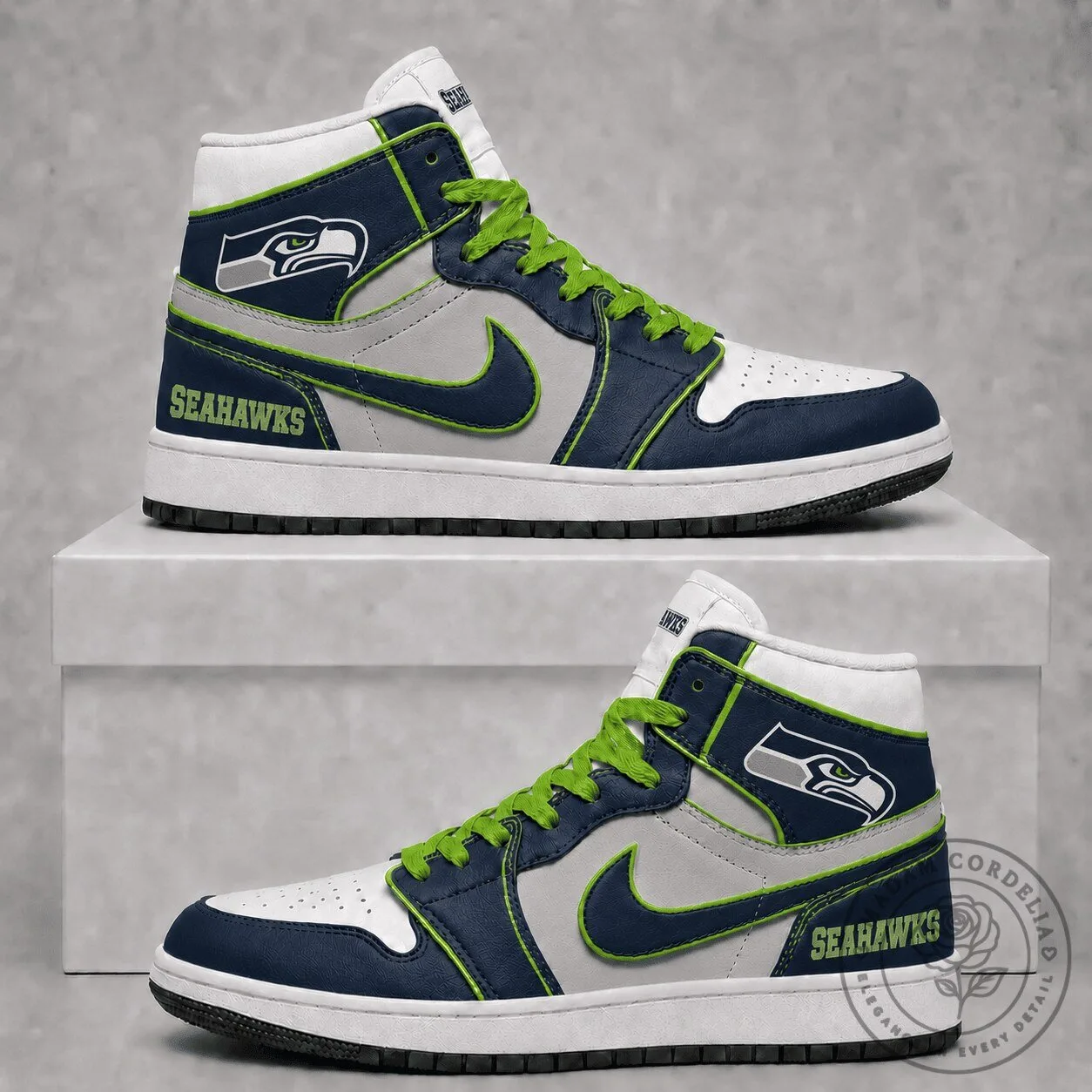 Seattle Seahawks High Top Sneakers Custom Air Jordan Style Shoes 2 Seattle Seahawks High Top Sneakers Custom Air Jordan Style Shoes