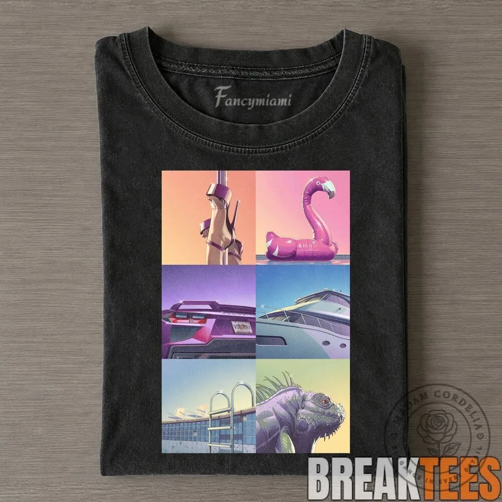 Grand Theft Auto VI Pastel City Scene Video Game T-Shirt