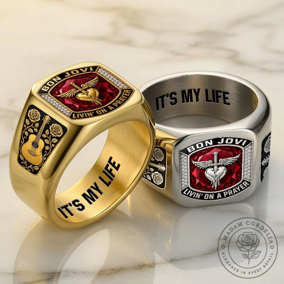 Bon Jovi Livin' On A Prayer Gold And Silver Band Ring 10 Bon Jovi Livin