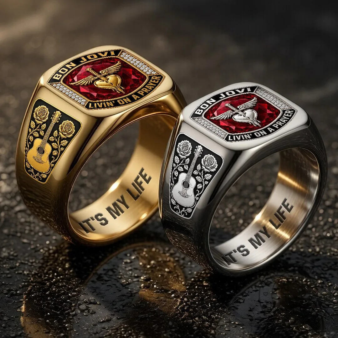 Bon Jovi Livin' On A Prayer Gold And Silver Band Ring 11 Bon Jovi Livin