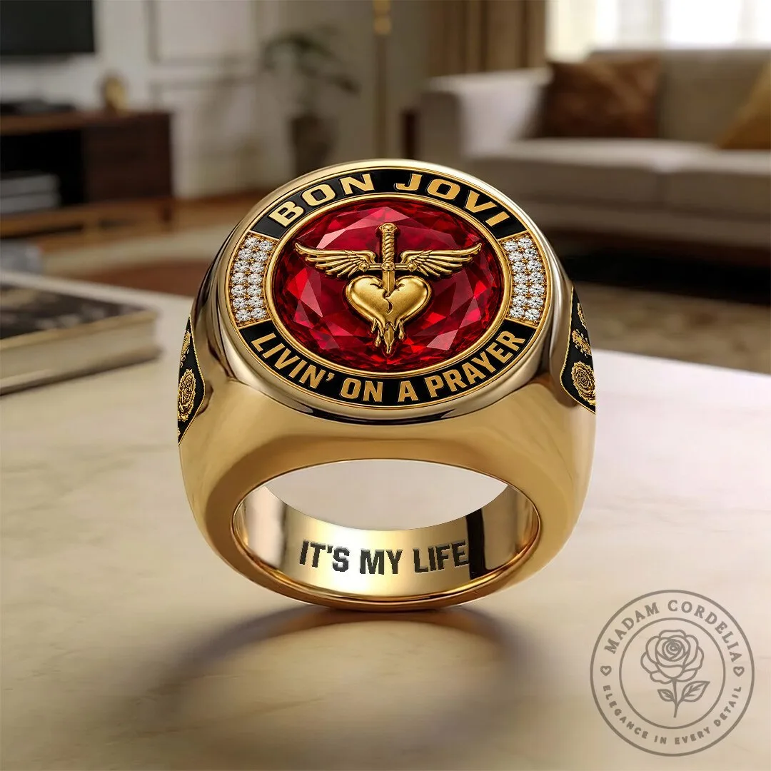 Bon Jovi Livin' On A Prayer Gold And Silver Band Ring 13 Bon Jovi Livin