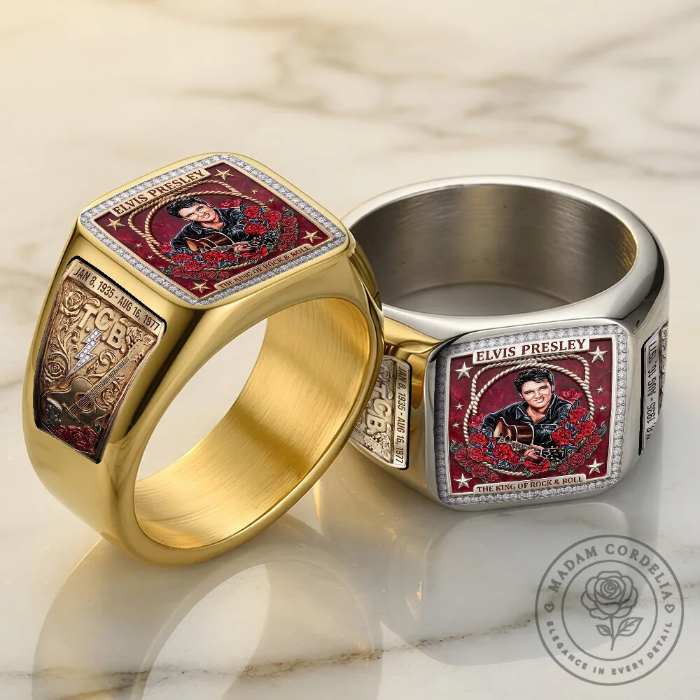 Elvis Presley The King of Rock and Roll Gold and Silver Ring 10 Elvis Presley The King of Rock and Roll Gold and Silver Ring