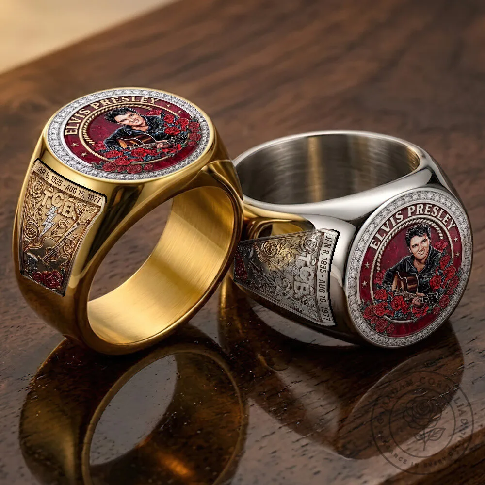 Elvis Presley The King of Rock and Roll Gold and Silver Ring 12 Elvis Presley The King of Rock and Roll Gold and Silver Ring