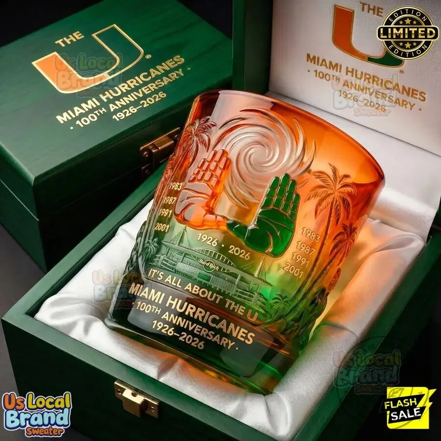 Miami Hurricanes 100th Anniversary Commemorative Drinking Glass 7 Miami Hurricanes 100th Anniversary Commemorative Drinking Glass