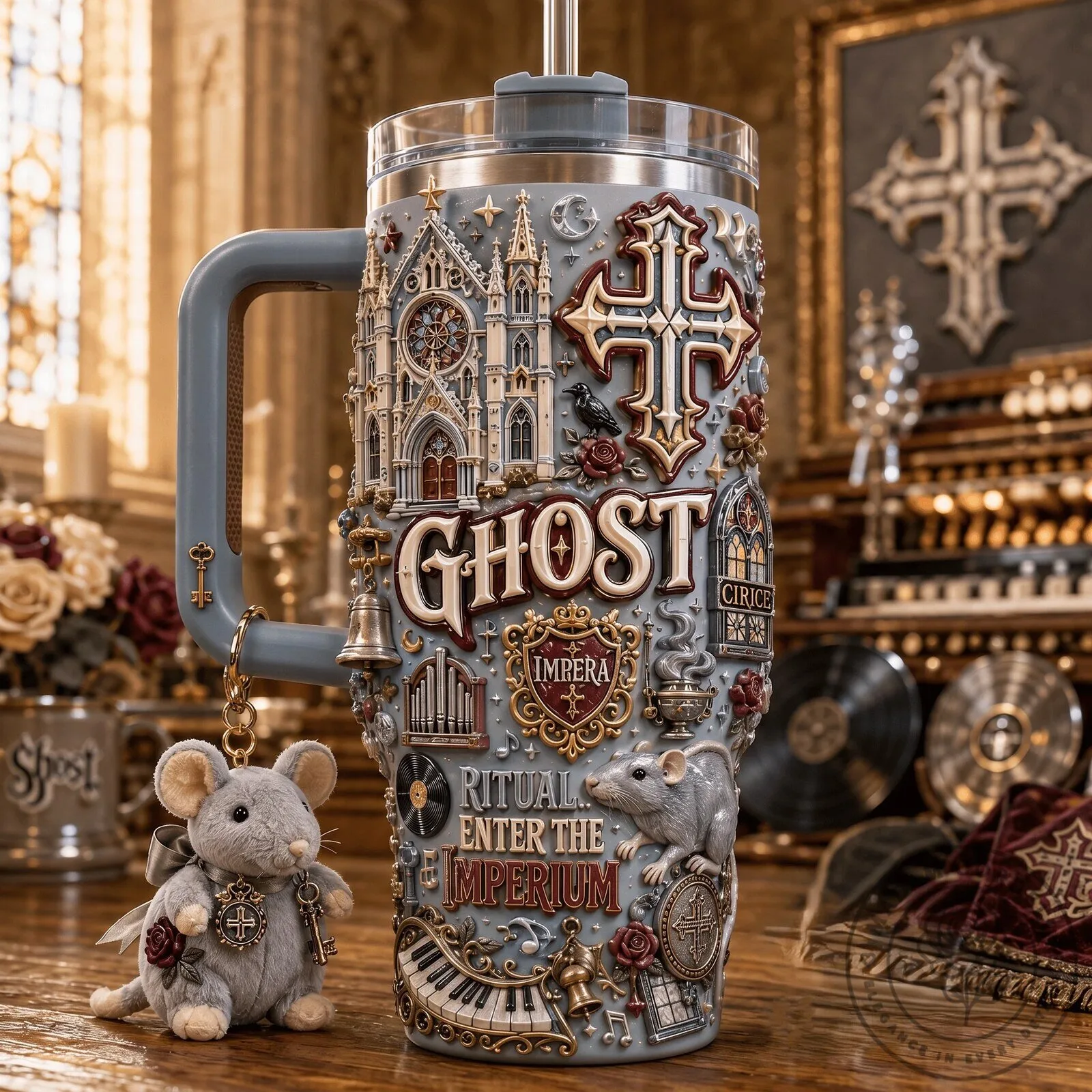 Ghost Band Impera Album Art Stainless Steel Insulated Tumbler with Handle