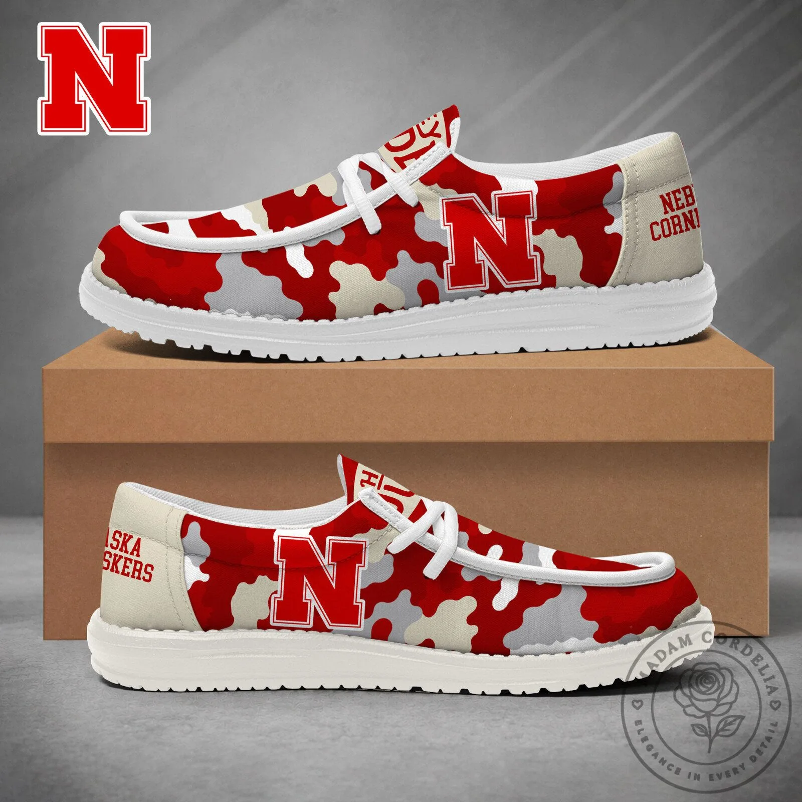 Nebraska Cornhuskers Camouflage Game Day Loafer Shoes