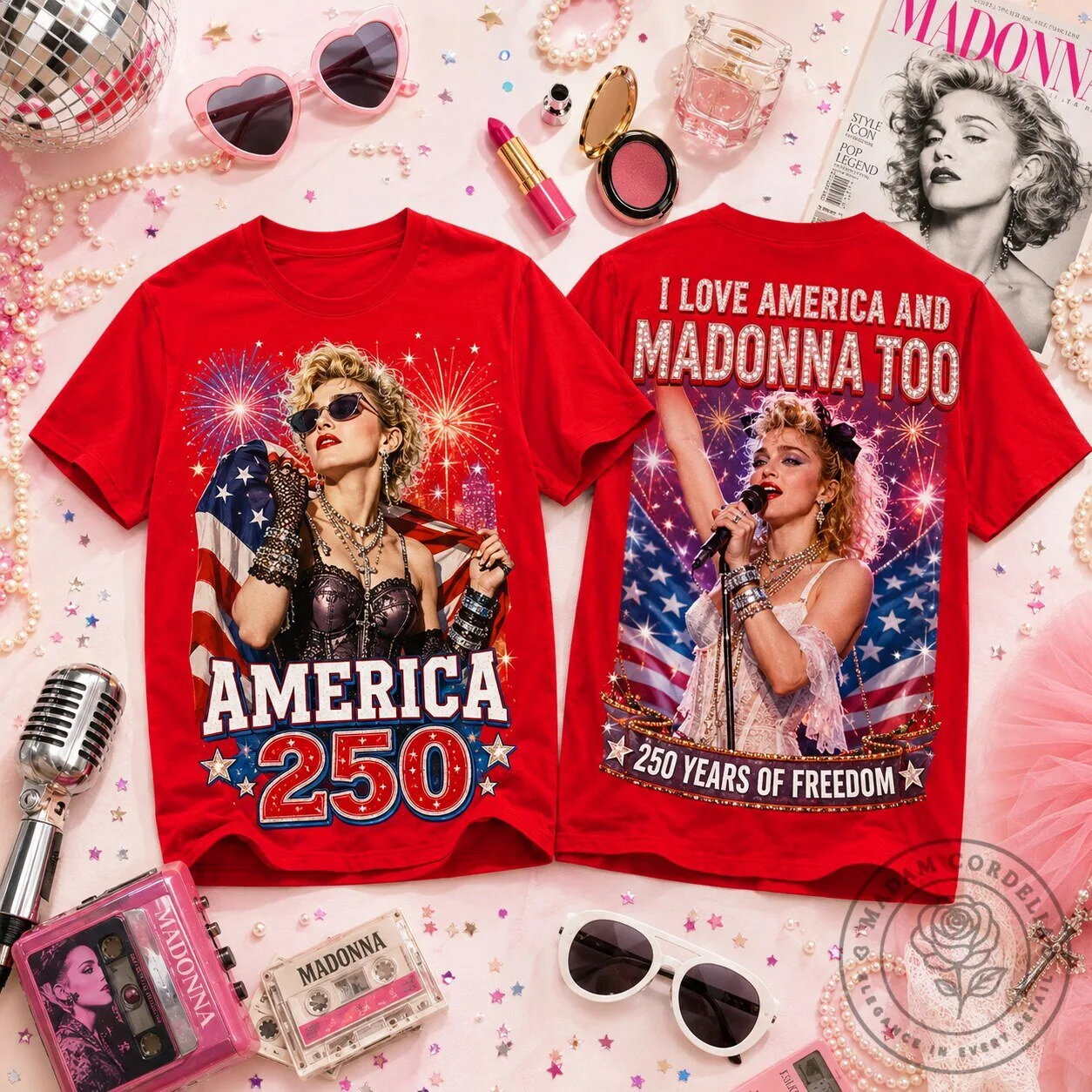 Madonna America 250 Years of Freedom Patriotic Pop Fan T-Shirt