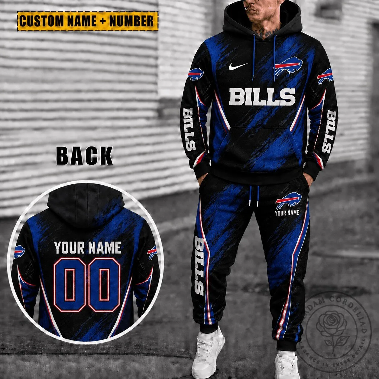 Buffalo Bills Personalized Hoodie and Sweatpants Set Custom Name Number