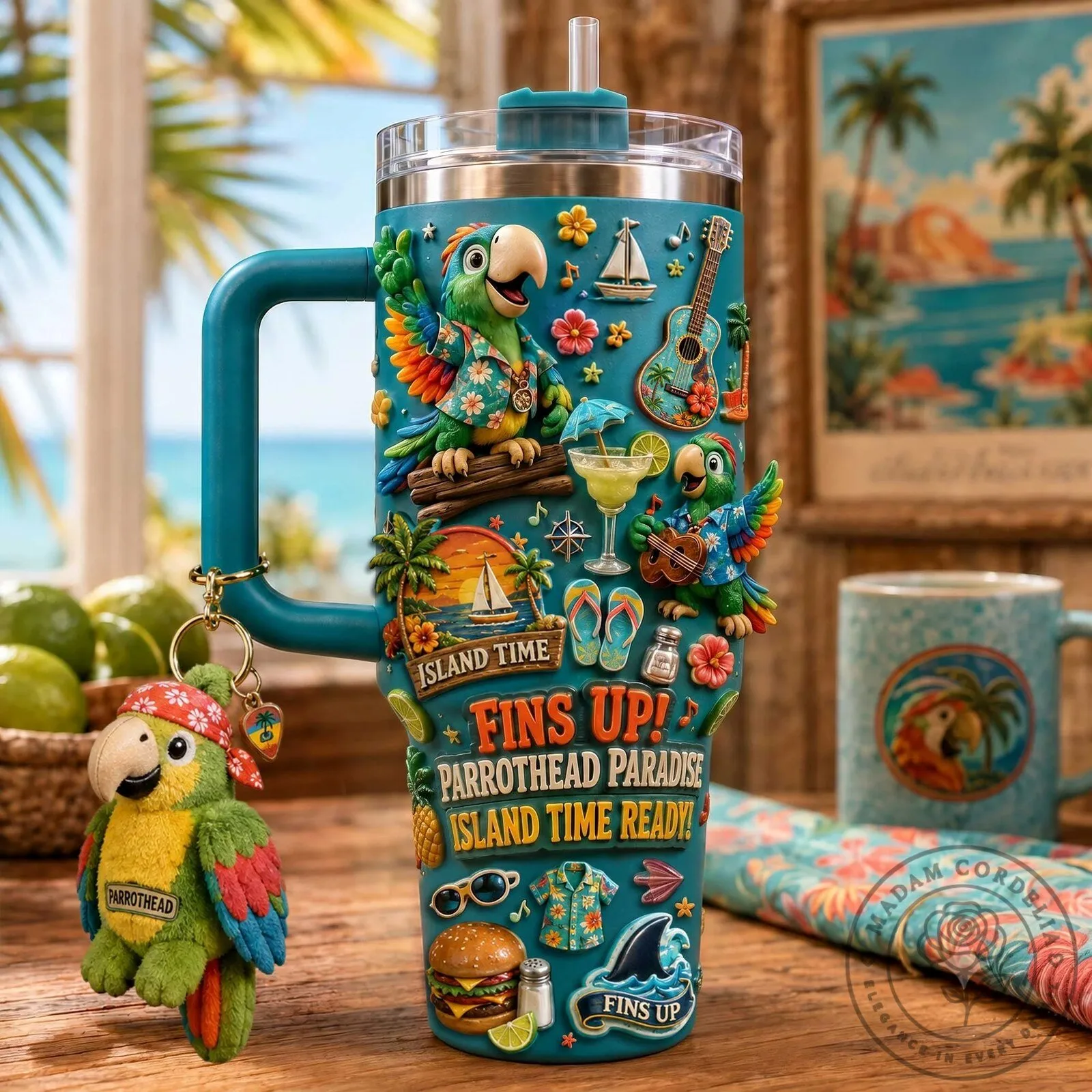Jimmy Buffett Parrothead Paradise Island Time Ready 40oz Tumbler with Handle 2 Jimmy Buffett Parrothead Paradise Island Time Ready 40oz Tumbler with Handle