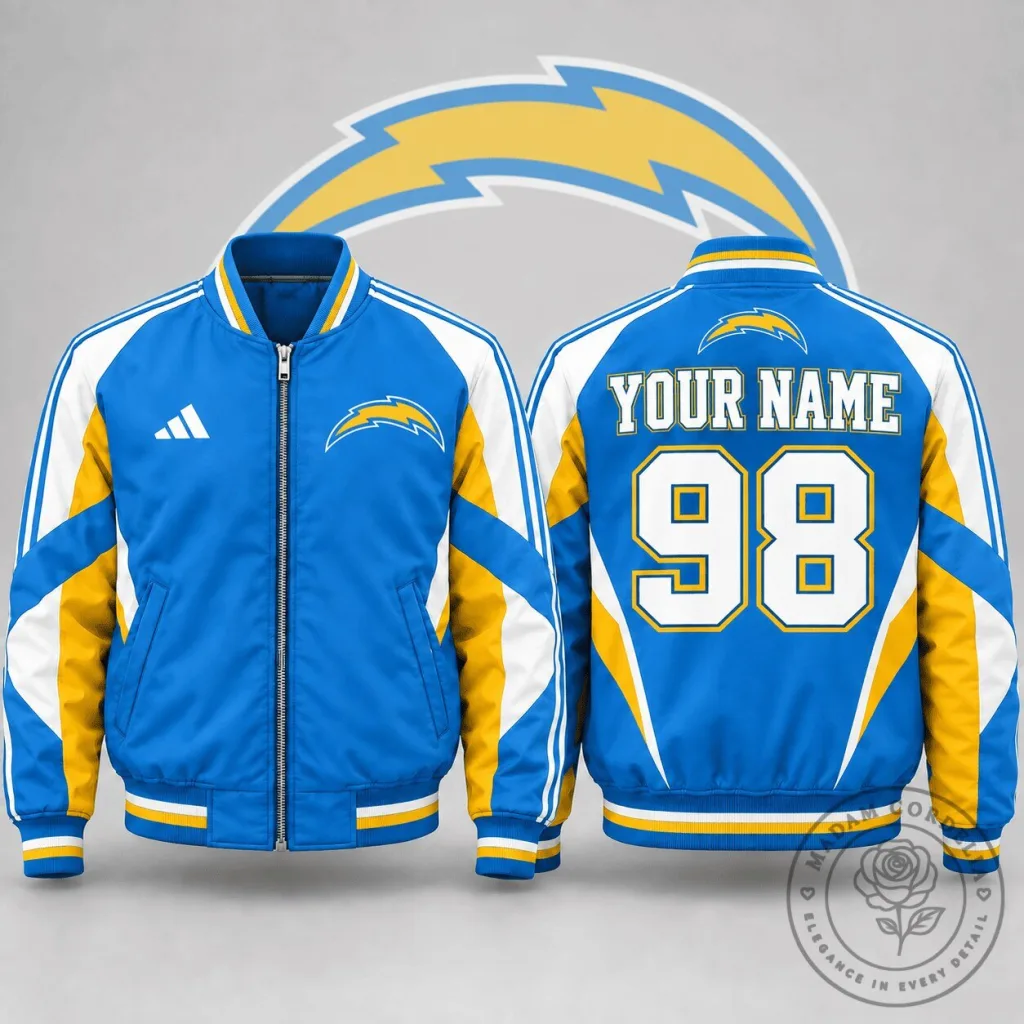 Los Angeles Chargers Personalized Bomber Jacket with Custom Name and Number Los Angeles Chargers Personalized Bomber Jacket with Custom Name and Number