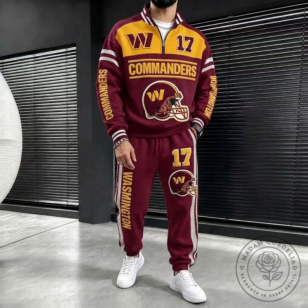 Washington Commanders Football Team Maroon and Gold Tracksuit Set
