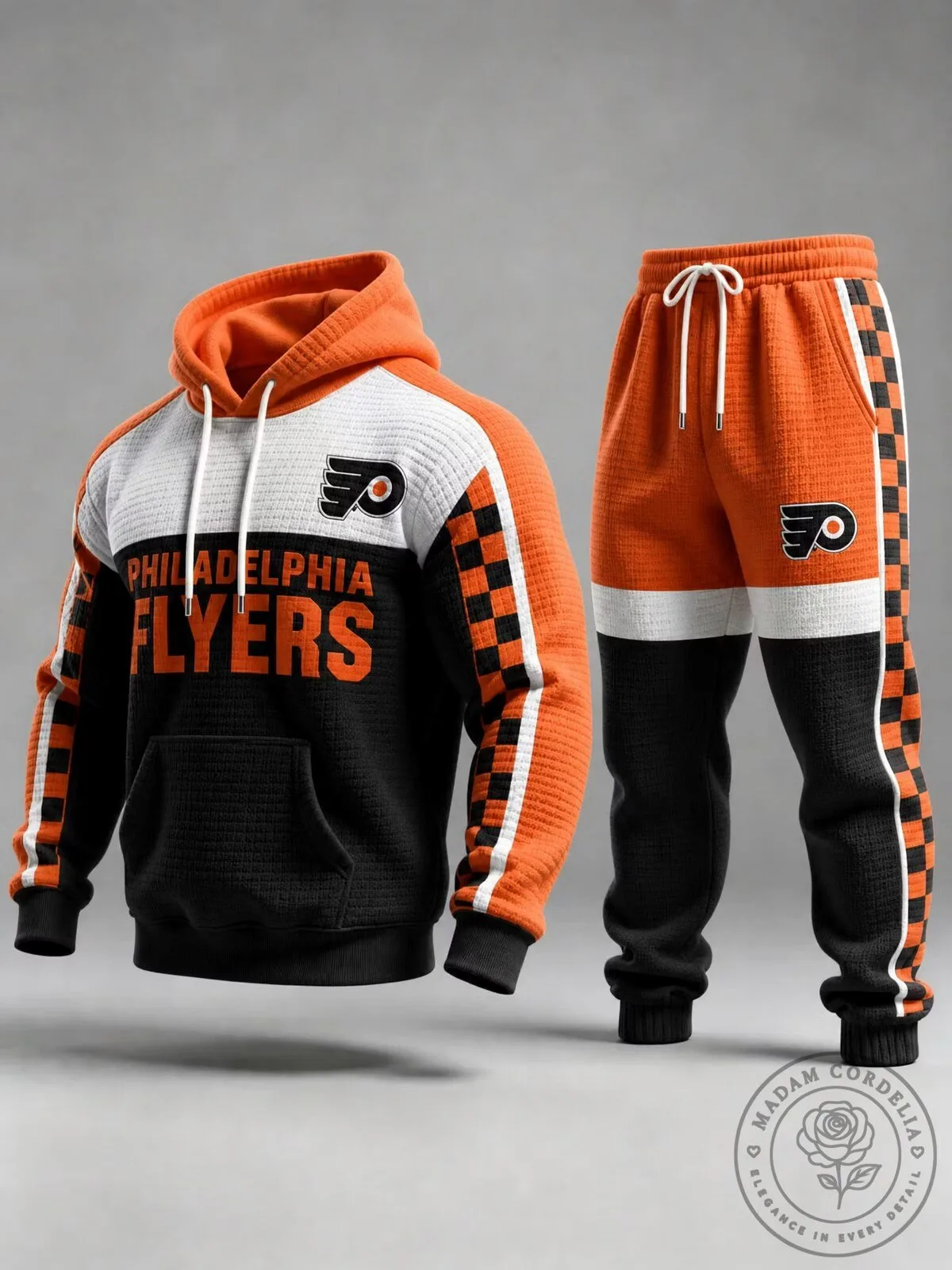 Philadelphia Flyers Checkerboard Orange Black Hoodie and Jogger Set