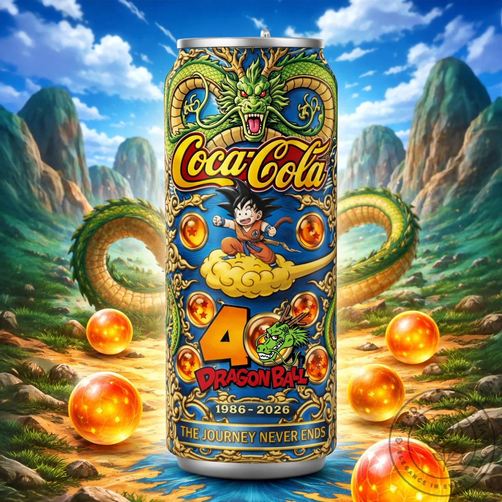 Dragon Ball Z Shenron Goku Coca-Cola Can Shaped Tumbler with Dragon Balls