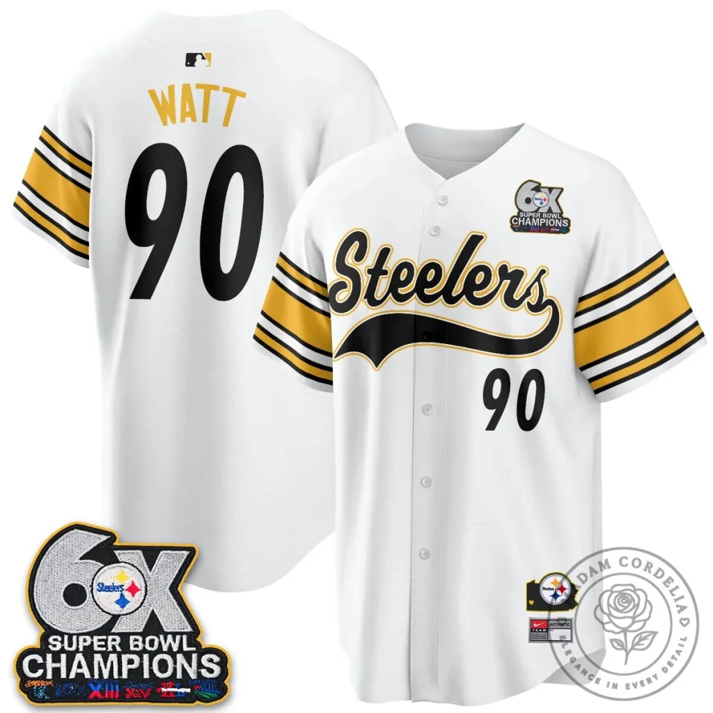 Pittsburgh Steelers Six Times Super Bowl Champions Baseball Jersey Pittsburgh Steelers Six Times Super Bowl Champions Baseball Jersey
