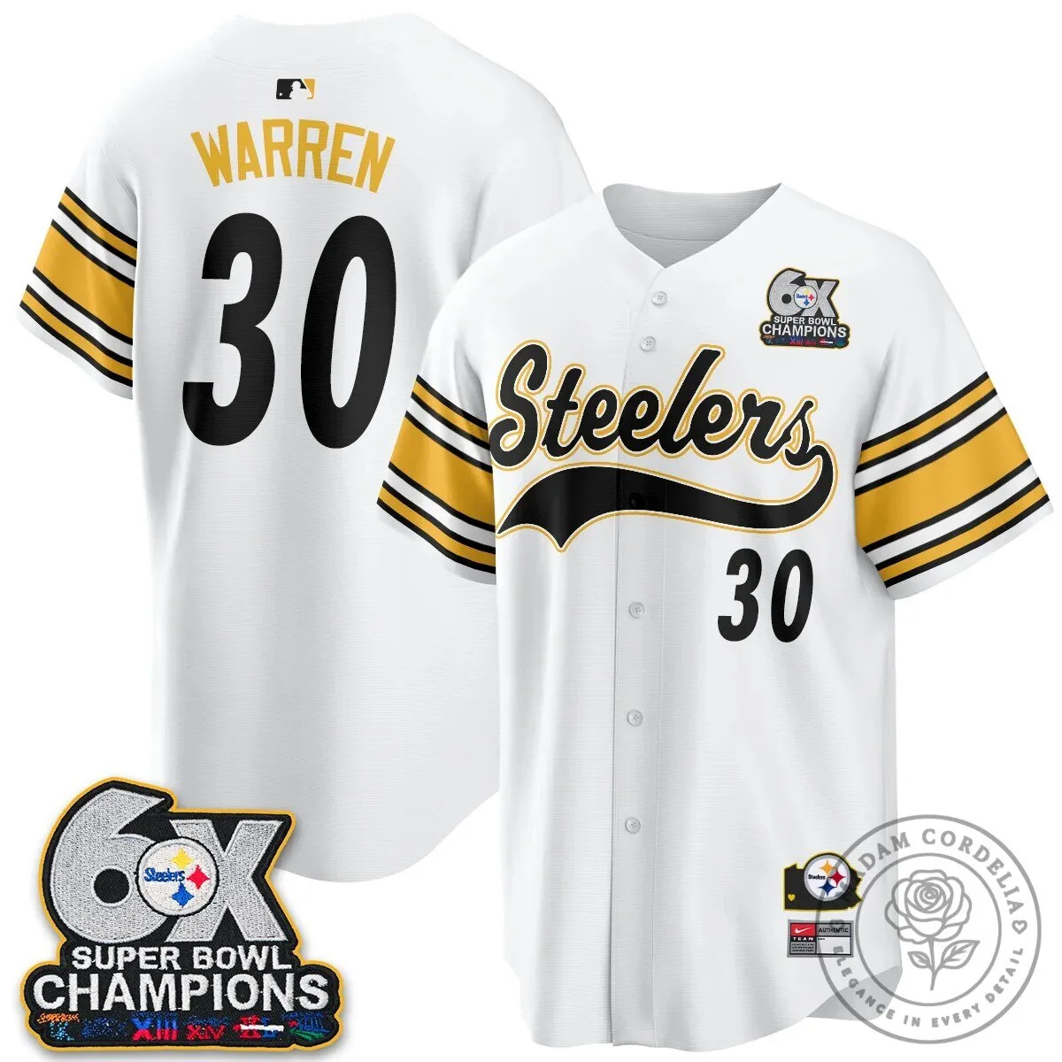 Pittsburgh Steelers Six Times Super Bowl Champions Baseball Jersey 79 Pittsburgh Steelers Six Times Super Bowl Champions Baseball Jersey
