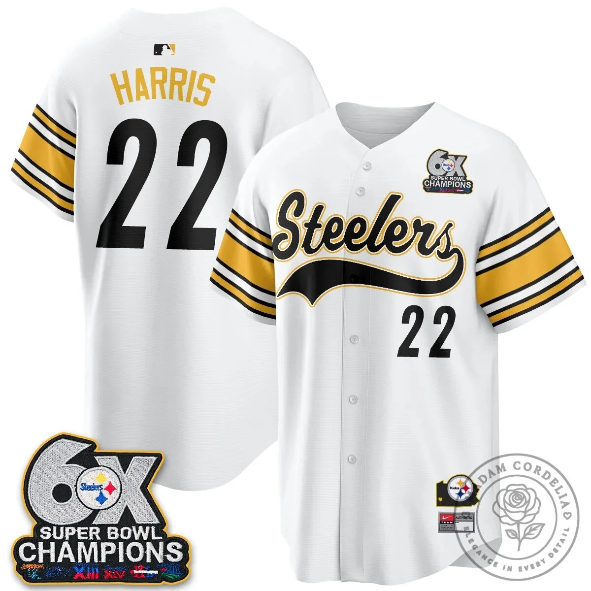 Pittsburgh Steelers Six Times Super Bowl Champions Baseball Jersey 84 Pittsburgh Steelers Six Times Super Bowl Champions Baseball Jersey