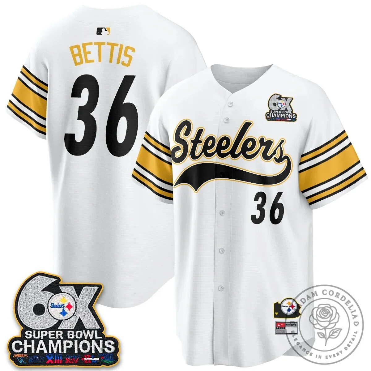 Pittsburgh Steelers Six Times Super Bowl Champions Baseball Jersey 86 Pittsburgh Steelers Six Times Super Bowl Champions Baseball Jersey