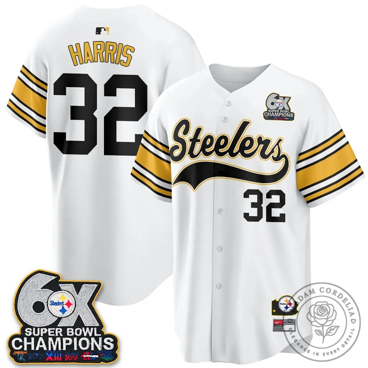 Pittsburgh Steelers Six Times Super Bowl Champions Baseball Jersey 141 Pittsburgh Steelers Six Times Super Bowl Champions Baseball Jersey
