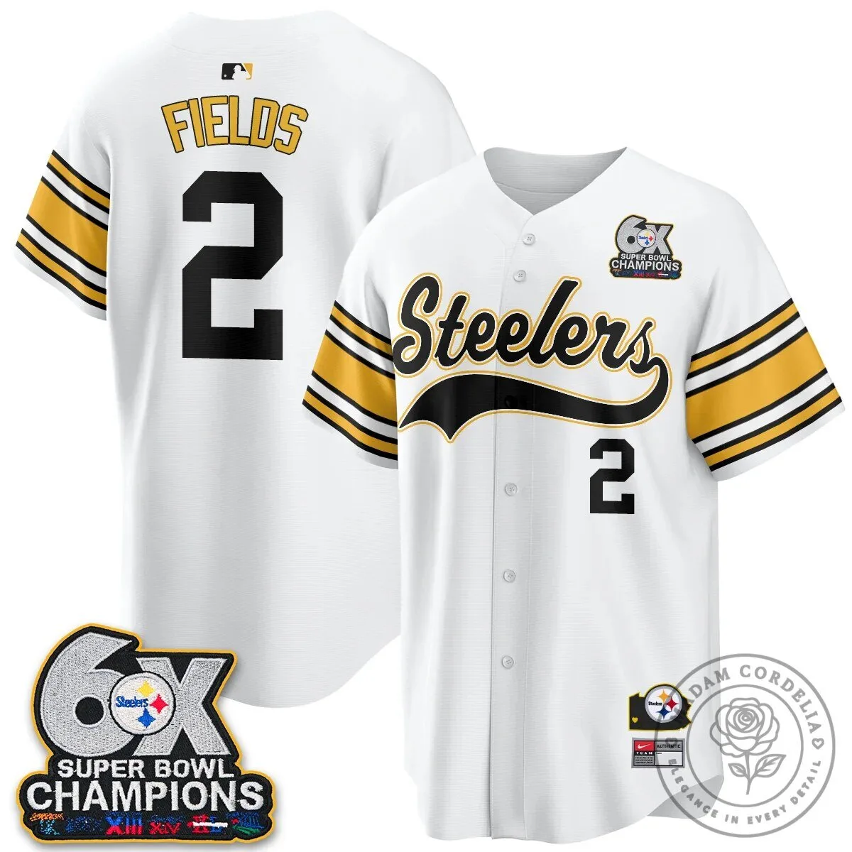 Pittsburgh Steelers Six Times Super Bowl Champions Baseball Jersey 142 Pittsburgh Steelers Six Times Super Bowl Champions Baseball Jersey