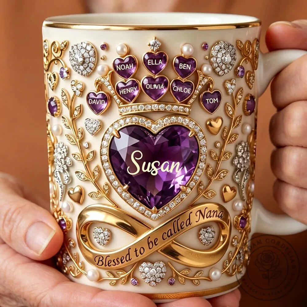 Personalized Crystal Heart Coffee Mug for Mom, Grandma, or Wife 9 Personalized Crystal Heart Coffee Mug for Mom, Grandma, or Wife