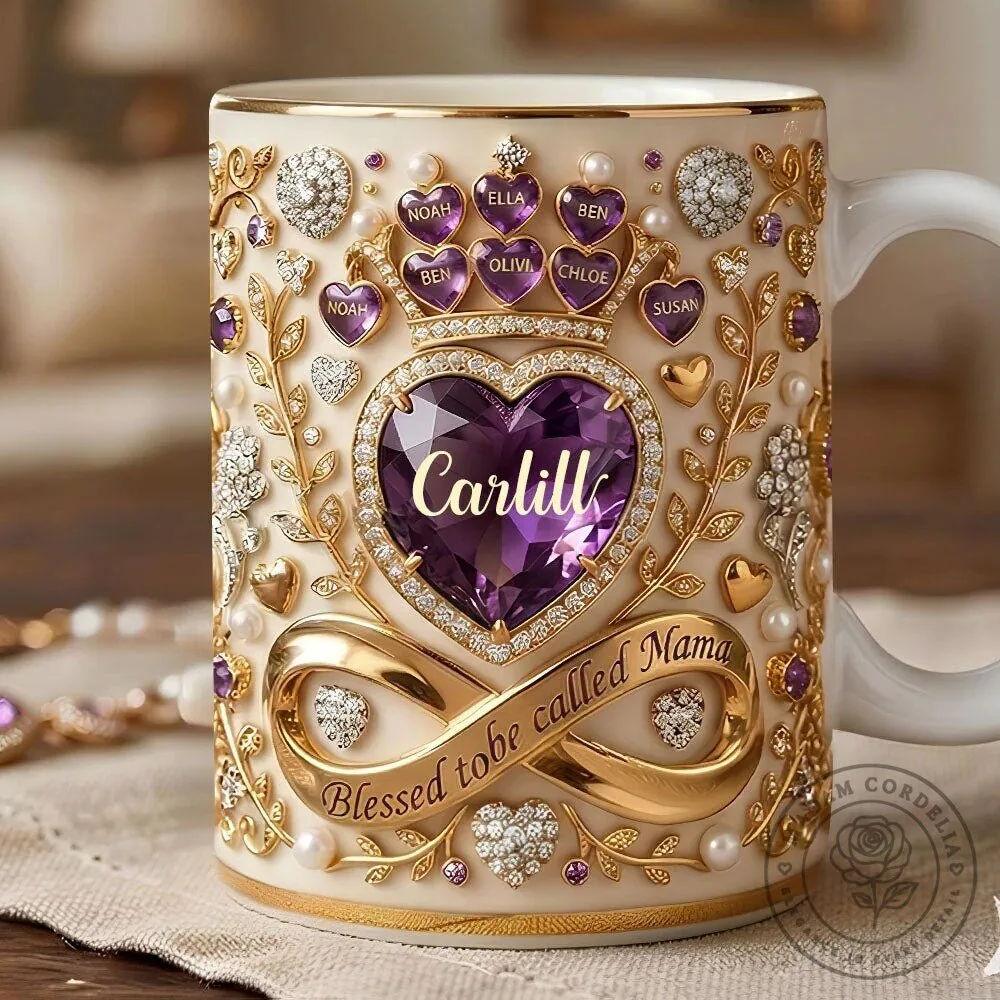 Personalized Crystal Heart Coffee Mug for Mom, Grandma, or Wife 10 Personalized Crystal Heart Coffee Mug for Mom, Grandma, or Wife