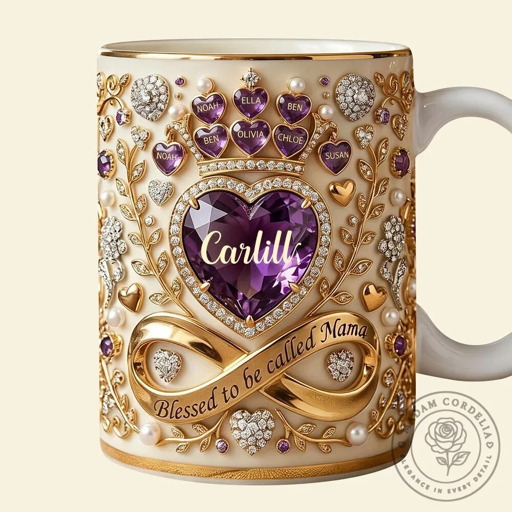 Personalized Crystal Heart Coffee Mug for Mom, Grandma, or Wife 11 Personalized Crystal Heart Coffee Mug for Mom, Grandma, or Wife