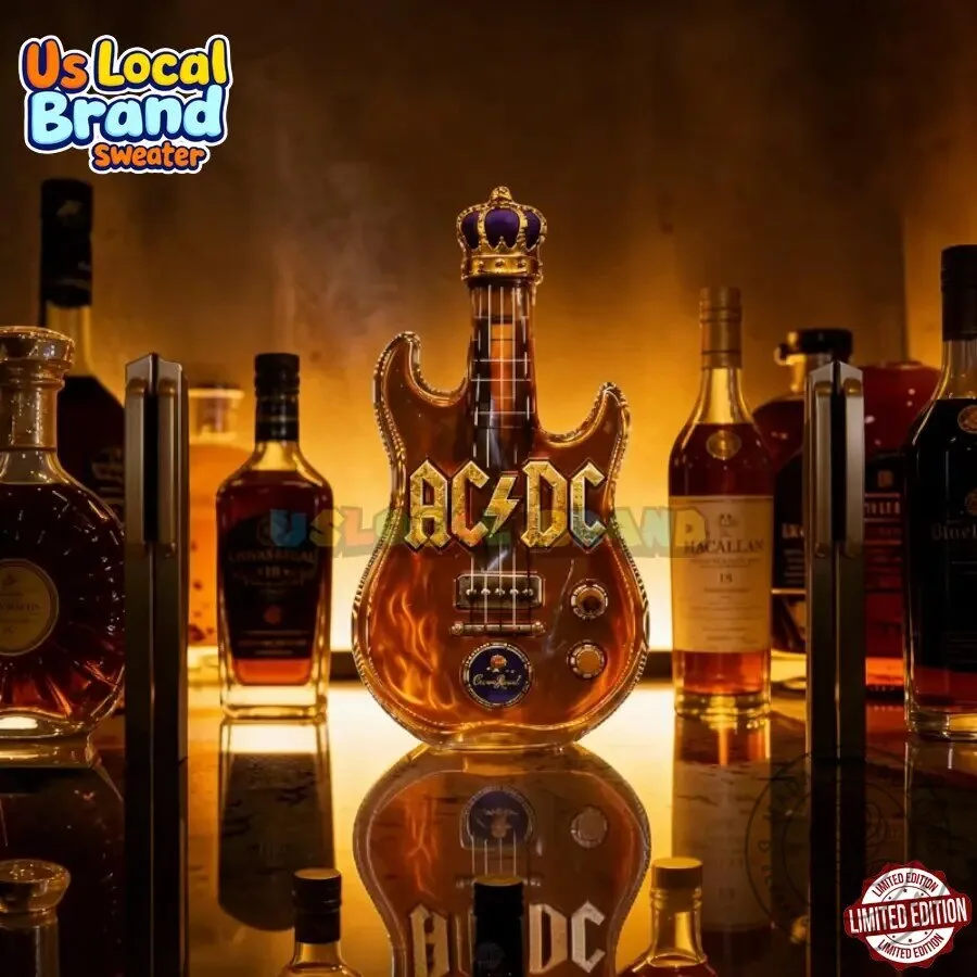 AC/DC Guitar Shaped Whisky Decanter with Crown Royal Bottle Stopper