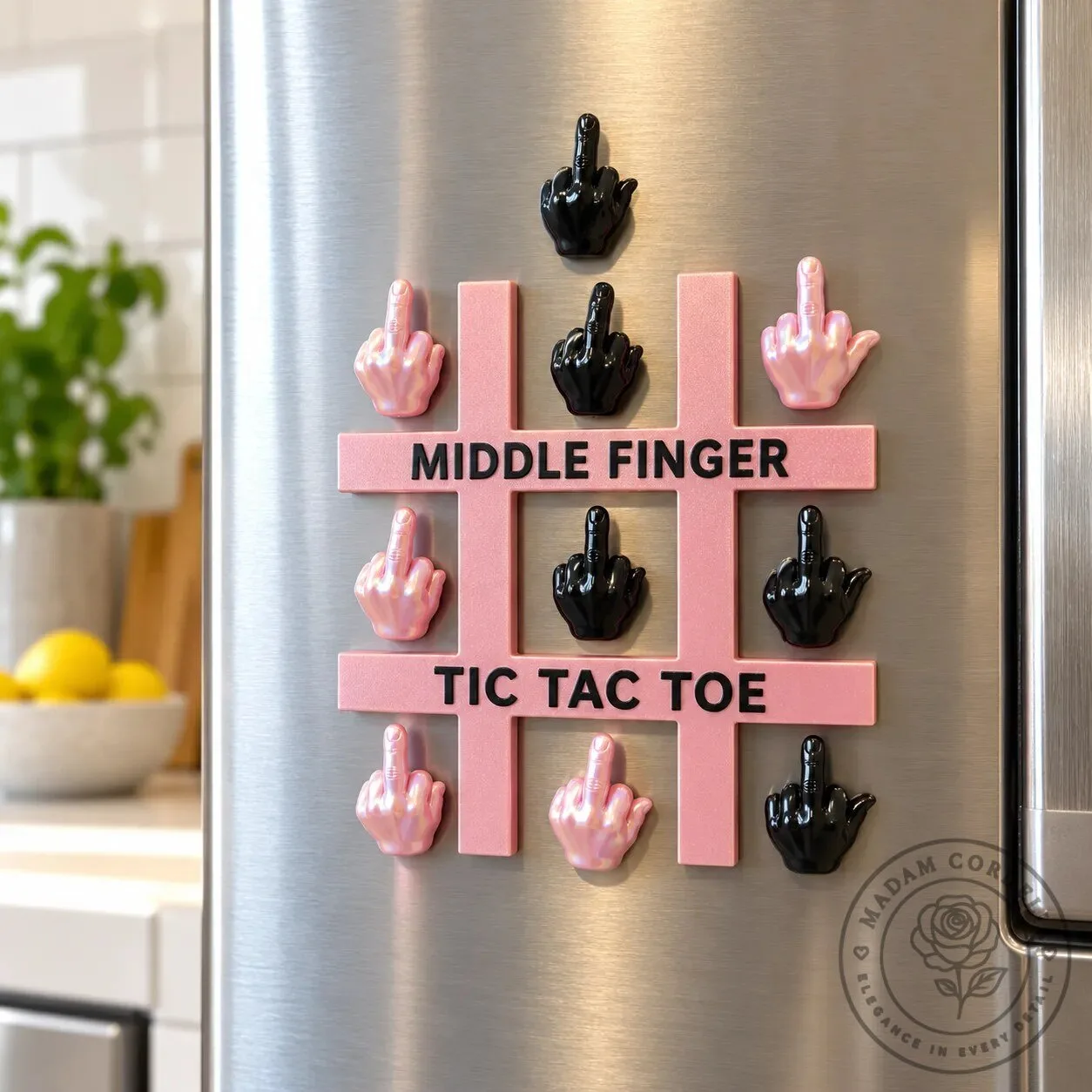 Funny Middle Finger Tic Tac Toe Refrigerator Magnet Game Set